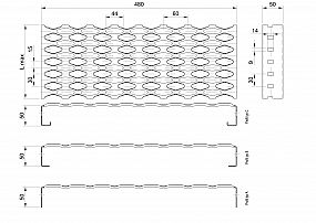 Profilové rošty PSE-480-50/1,5 - nerez V2A (1.4301)-mořená